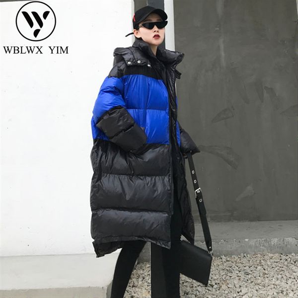 

2019 новых зимней куртка женщин мода письмо печати толстого теплые ветровки женской сыпучая длинные пальто streetwear casual cotton ватник, Tan;black