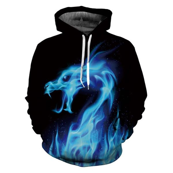 

selling fashion hoodie men black 3d sweatshirts print fire dragon hooded hoodies snake sweatshirts pullovers 6xl