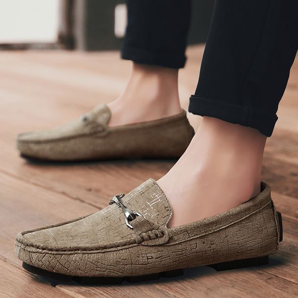 

outdoor men casual shoes fashion men shoes genuine leather loafers moccasins slip on men's flats male driving, Black