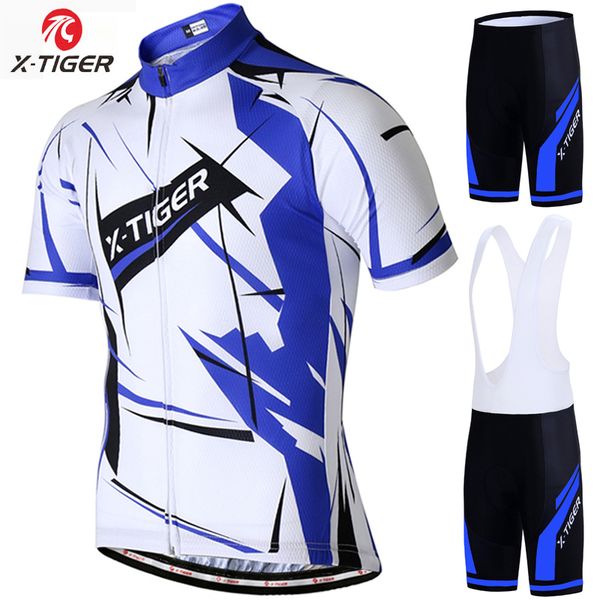

racing sets x-tiger summer short sleeve cycling jersey set breathable quick drying clothing bicycle wear mtb bike clothes, Black;blue