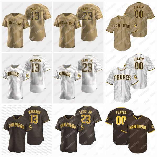 

san diego 2020 season padres jersey 23 fernando tatis jr. 13 manny machado white brown flex base cool base jersey s-xxxl in stock, Blue;black