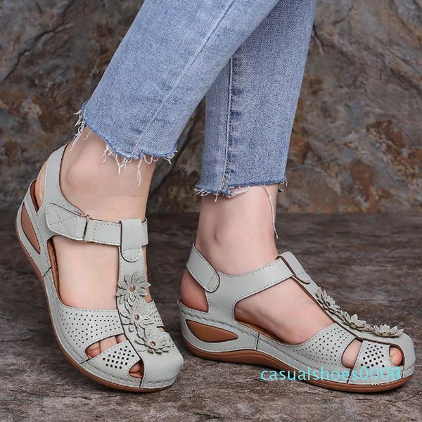 

women wedge gladiator sandals women shoe peep toe bohemia flip-flop ankle strap casual outdoor hiking slip on sandalia feminina c06, Black
