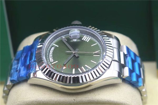 

luxury new mens watch silver 41mm groove bezel rome index day date asia 2813 movement mechanical automatic watches, Slivery;brown