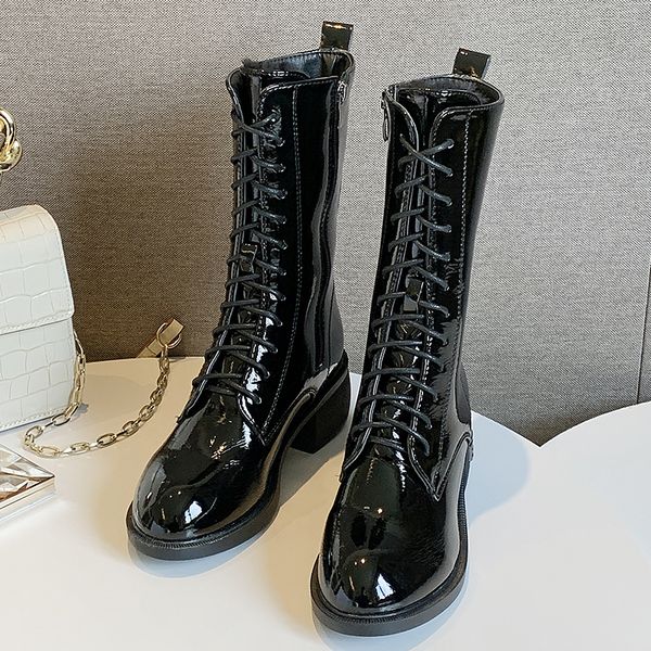 

women faux fur boots zipper round toe winter cowboy boots high heel winter ladies shoes fashion warm comfort mid-calf, Black