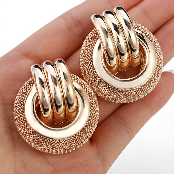 

aensoa fashion statement earrings 2019 round geometric earrings for women hanging dangle earrings drop earring modern jewelry, Silver