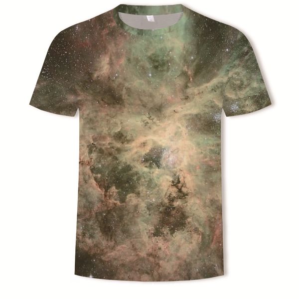 

mens designer galaxy starry sky printed men round-neck short-sleeved t-shirt, White;black