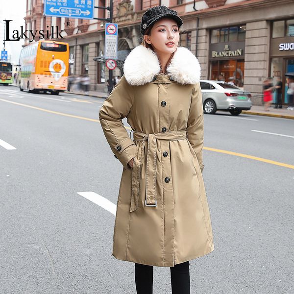 

m-2xl fashion winter jacket women fur hooded belt thick parkas long female single breasted coat slim warm winter outwear 2019, Black