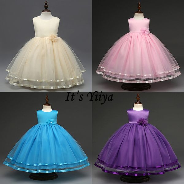 

it's yiiya flower girl dresses 8 colors elegant sleeveless o-neck sashes floor length pageant dresses kids party ball gown b815, Red;yellow