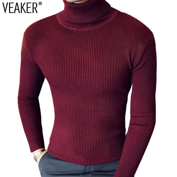 

2018 autumn men's turtleneck sweaters pullover male winter slim fit sweater black gray high neck knitted pullovers knitwear 2xl, White;black