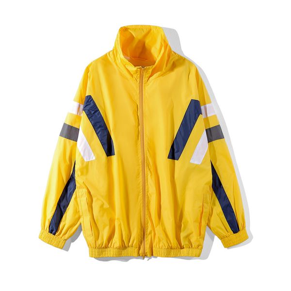 

2018ss xieruis version yellow striped women men jackets windbreaker hiphop streetwear men mesh inside jacket coat, Black;brown