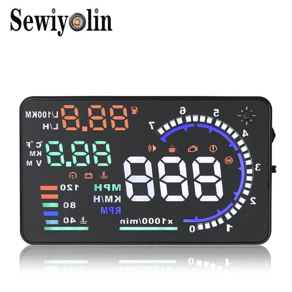 

obd2 hud car head up display 5.5' led windscreen projector gps scanner speed fuel warning alarm data diagnostic a8 3c