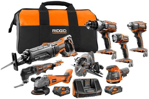 

Ridgid 8 tool cordle combo kit battery charger bag 18 volt gen5x lithium ion
