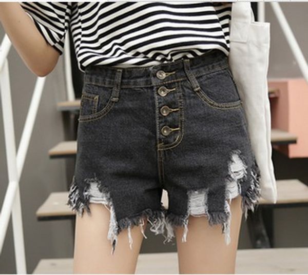 

2020 seven-color western style with holes tassels shall extra short high-waisted buckle frayed trim denim shorts pants, Blue