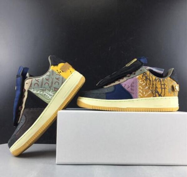 

new travis scott x forced once classic 1 1s skateboarding shoe velvet multi color stitching zipper mens women designer casual shoes -15