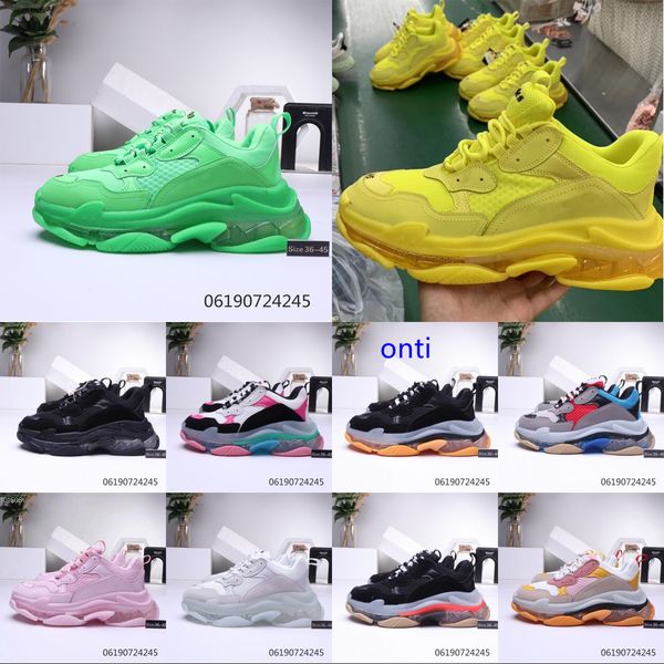 

mens fashion 17fw triple s crystal bottom dad casual shoes for women's black sports triple s clear sole designer shoes size 36-45