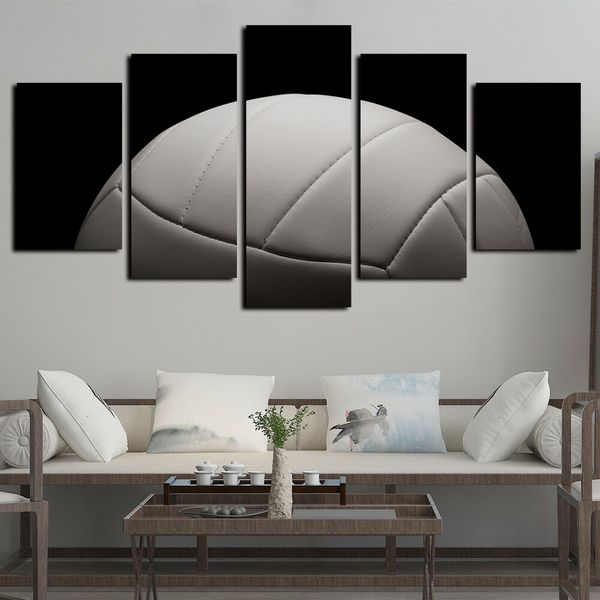 

5 panels canvas wall art gym poster sports gray volleyball picture hd print on canvas oil painting modern giclee artwork wall decor