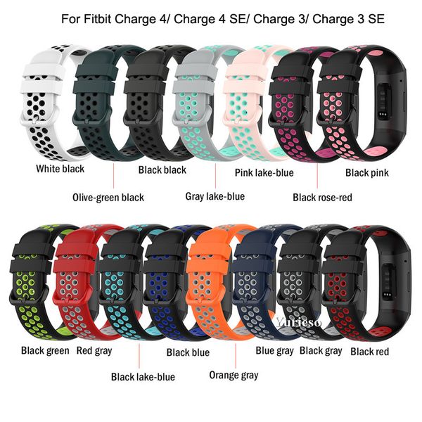 Ersatzarmband für Fitbit Charge 4/ 4 SE/ Charge 3/ 3 SE, zweifarbige Sportarmbänder mit Luftlöchern, Fabrikverkauf