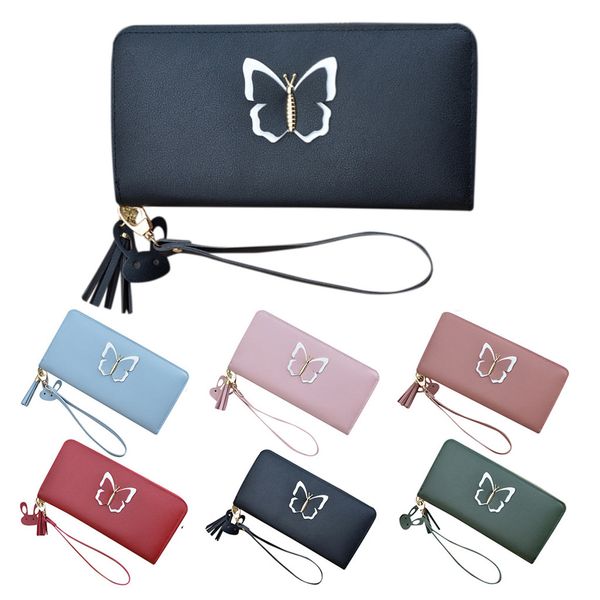 

leather bags for women clutch bag women long zipper butterfly large capacity mobile phone bag pochette soir e femme