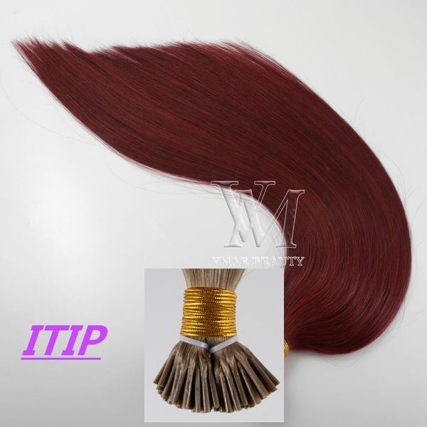 VMAE 100% Donor Virgin Remy Individual Duplo Drawn Top Quality Piano cor # 35 # 99J Plano I U ponta reta queratina Glue Extensões de cabelo humano