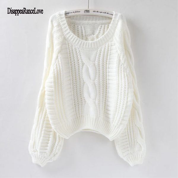 

off shoulder super sweet batwing coat oversized knitted sweater women o-neck pullover knitwear autumn winter lady jumper, White;black