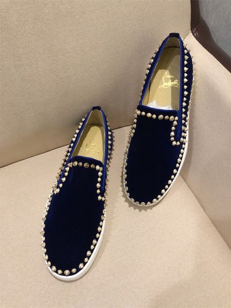 

stylish luxury sneakers men flat shoes casual red bottom shoes non-slip wear-resistant men and women casual shoes rivetshoes 47 a3, Black