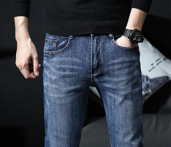 

2020 men's jeans autumn and winter new fashion jeans for men and exquisite trousers personality street wear, Blue