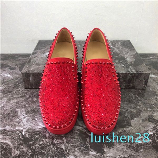 

2020 men women casual shoes designer red bottoms studded spikes fashion insider sneakers red leather low l28, Black