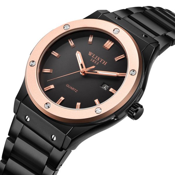 

wlisth calendar quartz business men watch waterproof stainless steel sport wrist watch man clock relogio masculino, Slivery;brown