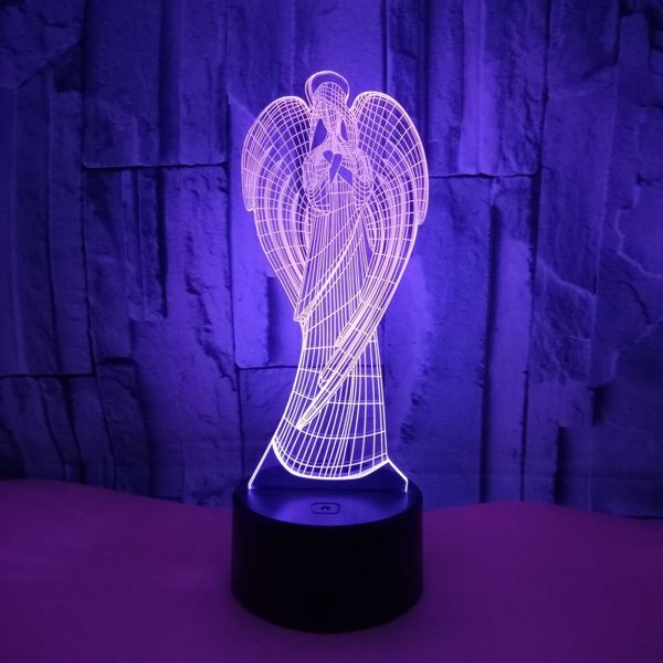 

new pattern angel 3d small night-light remote control touch colorful 3d originality gift customized 3d three-dimensional small desk lamp
