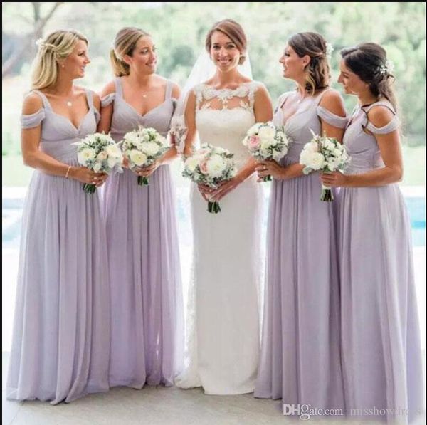 

elegant spaghetti straps chiffon long bridesmaid dresses 2019 ruched wedding guest maid of honor dresses bm0609, White;pink