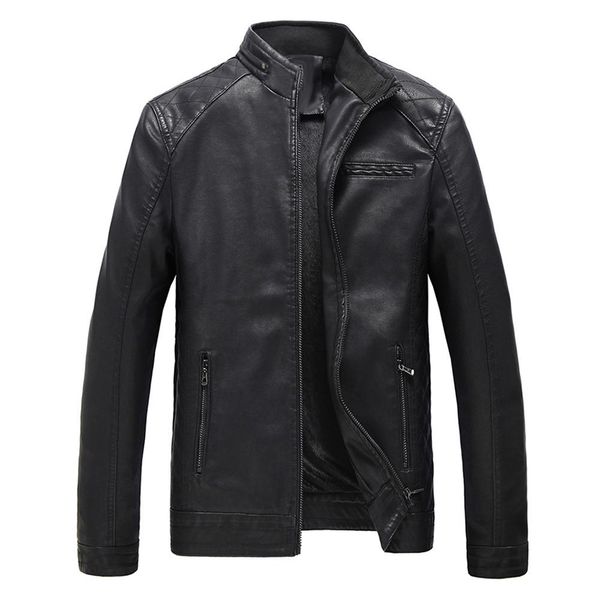 

business men faux leather stand collar zipper motorcycle jacket coat outwearÂ, Black;brown