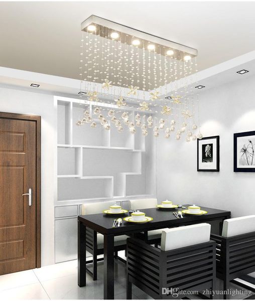 Contemporary Crystal Rectangle Chandelier Cognac Butterfly Crystal Ceiling Light Fixture Flush Mount For Dining Room Luminaire Suspension Chandelier