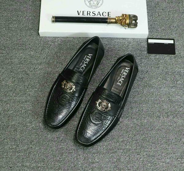 

men's loafers shoes slip-ons non-slippingl full grain leather classic business british perfect birthday party dress wedding performance, Black