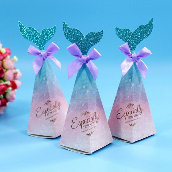 

новый 20x6 см русалка хвост конфеты коробки розовый русалка хвост лук узел подарочная коробка дети сувениры свадебная тема день рождения пос