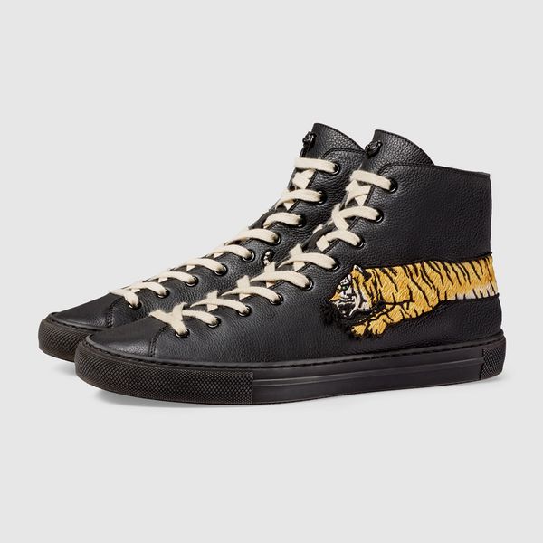 

449991 leather high-sneaker with bee blooms snake dragon tiger head feline shoes mens women fashion shoes sneakers