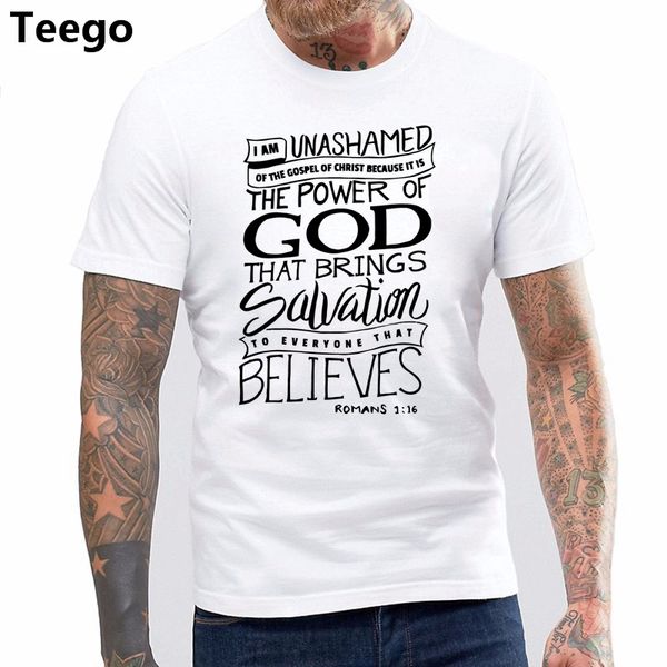 

new design cotton male tee shirt designing i am unashamed of the gospel - bible verse christian t shirt, White;black