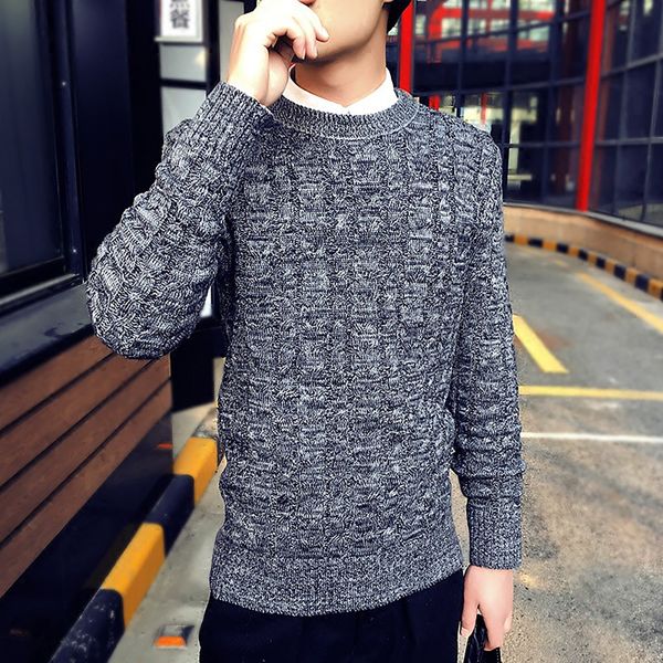 

new korea grey sweaters and pullovers men long sleeve knitted sweater winter pullovers homme warm navy coat 3xl, White;black