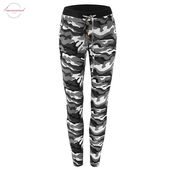 

army camouflage pants skinny print women long skinny pants with trousers pocket for sweatpants joggers drawstring women femme, Black;white