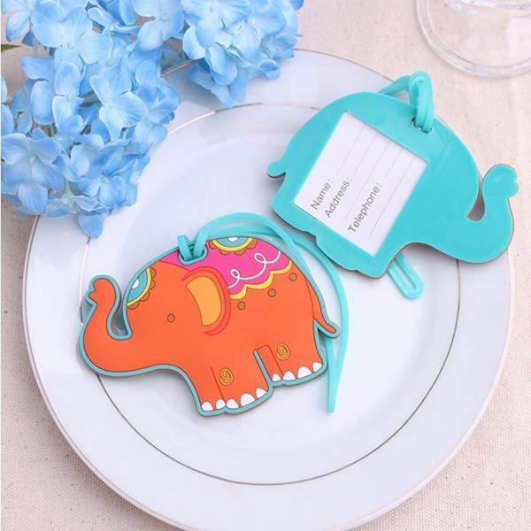 KOSTENLOSER VERSAND (100 teile/los) + Lucky Elephant Gepäckanhänger Babypartybevorzugungen Hochzeit Giveaways Geschenk für Gäste