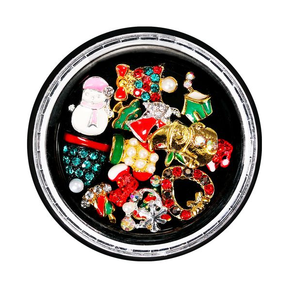 

nail art jewelry metal alloy decoration christmas tree stockings snowman mixed nail sticker diy 3/d rhinestones bz088, Silver;gold