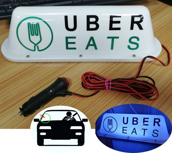 

14 inch uber eats sign car driver roof lamp logo cab ubereats led light blue for taxi drivers