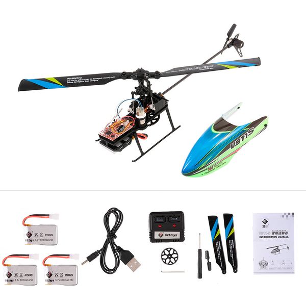 

wltoys v911s rc helicopter 4ch 6g 6-aixs gyro single propelller non-aileron rc helicopter rtf toys for kids three battery
