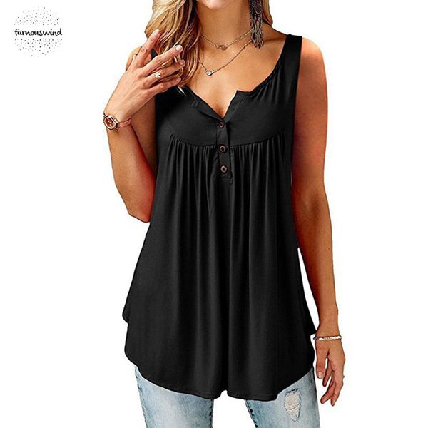 

футболка плюс размер sexy v шеи кнопка 2019 summer tops рукавов рубашки t повседневный solid vintage женщина футболка, White