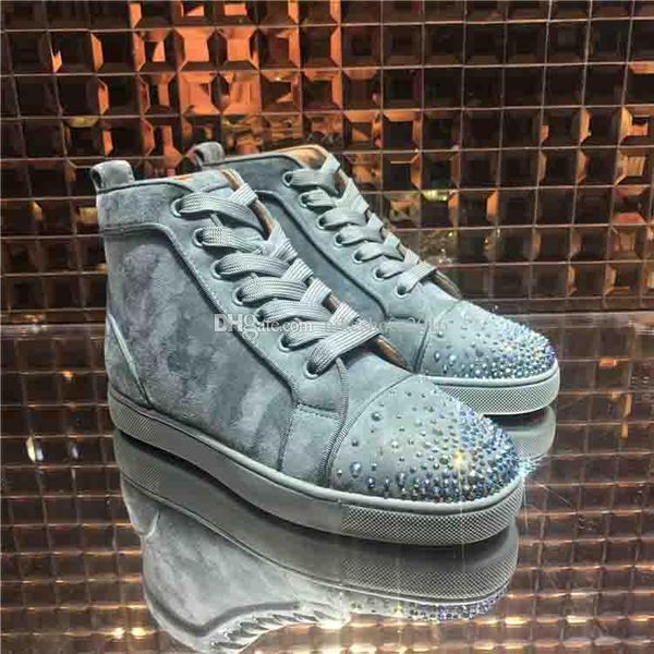 

2019 новый конструктор кружевные повседневная обувь замша rhinstone обувь мужские женские замшевые spike кристалл кожа спортивные кроссовки, Black