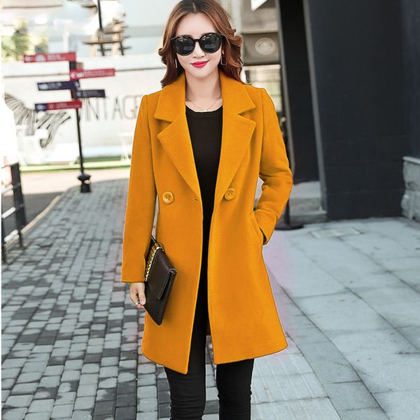 

winter autumn coat women wool jacket long oversized coats plus size large black blend woolen warm outerwear