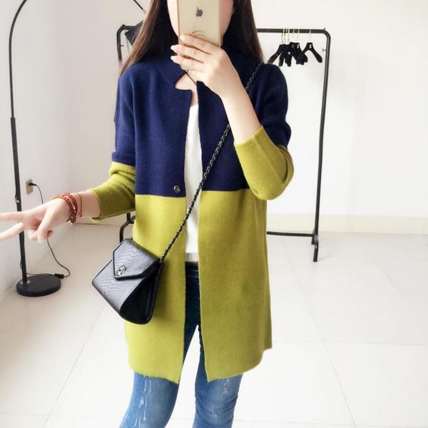 

new spring coat in korean female long retro color loose knit cardigan f0589, White;black