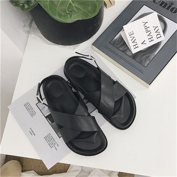 

2020 new sandalias mujer new arrival classic black nude comfortable platform sandals women flats shoes rubber shoes women