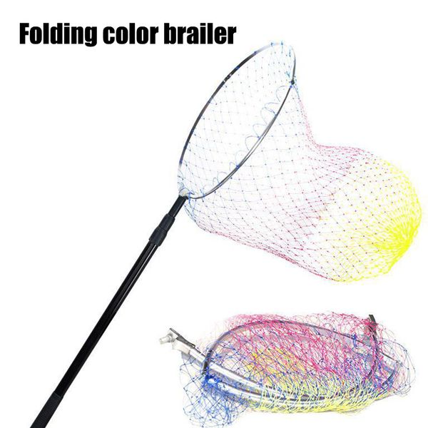 

newly stainless steel brailer head round glue wire mesh folding fishing net bag sniggle monofilament 50cm bf88