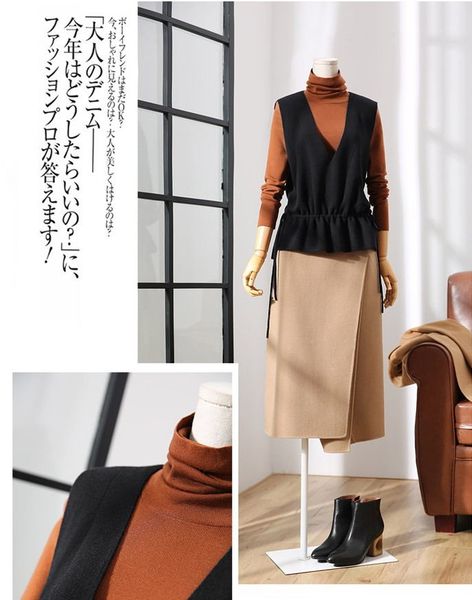 

female vest jacket women v-neck cashmere knit sweater waistcoat women's drawstring style cashmere vest on both sides, Black;white