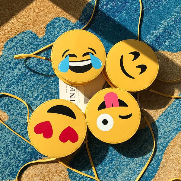 

women's bag new smiling face expression round bag leisure cartoon pu single shoulder oblique satchel cute girl mini